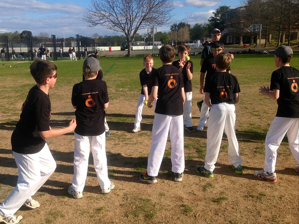 Cricket coaching session with team